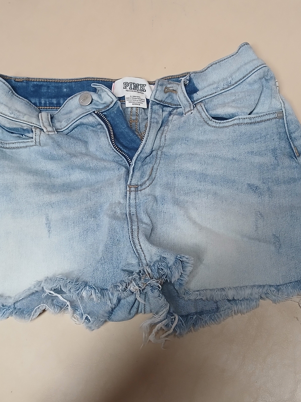 PINK Victoria's Secret Light Blue Distressed Denim Shorts for Women